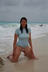 Hot big boobed wife in wet t-shirt on the beach | Milf Pictures